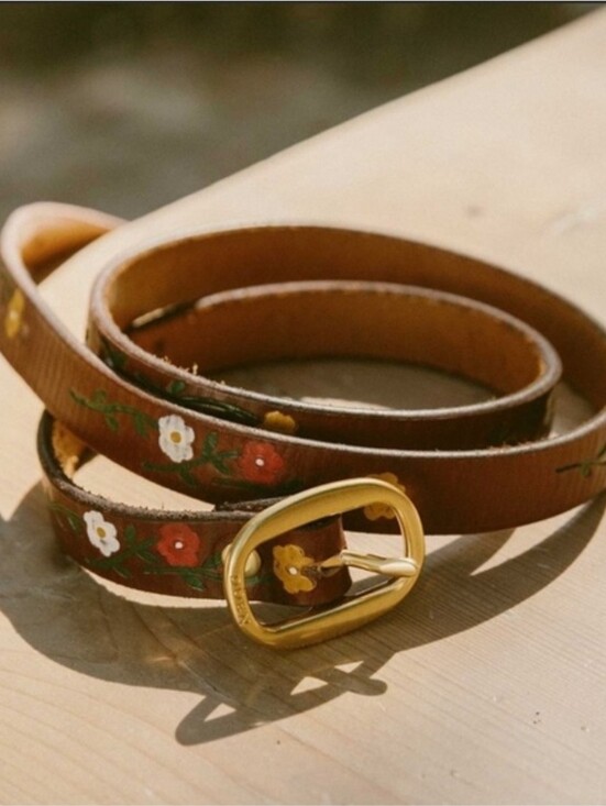 Doen Felix leather handpainted floral belt, medium main image 9